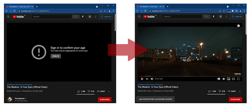 Simple YouTube Age Restriction Bypass