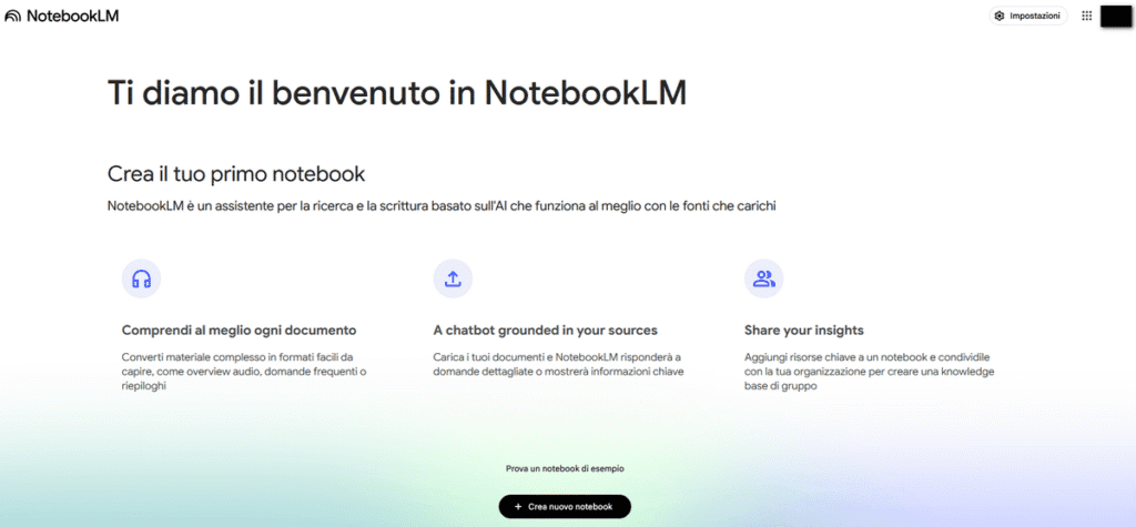 NotebookLM Homepage