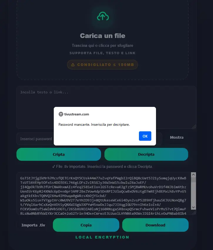ZeroCrypt errore 