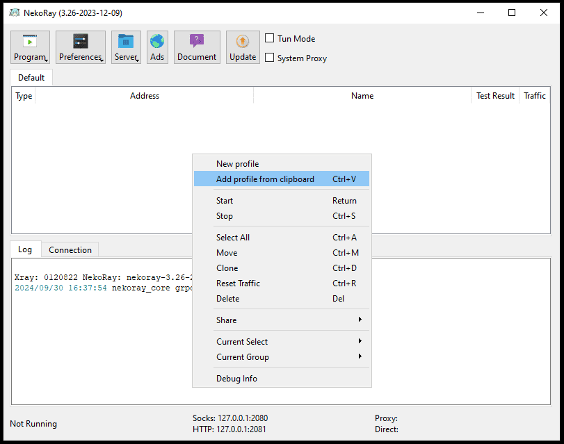 NekoRay Incolla da Clipboard