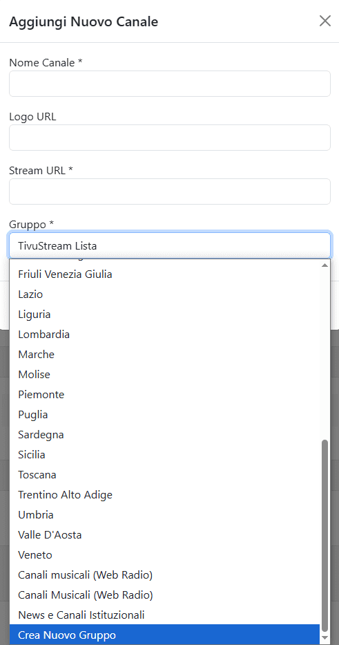 Aggiungi Canale