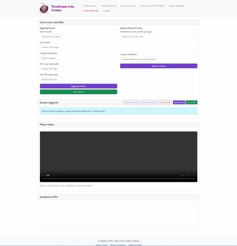 TivuStream m3u Creator