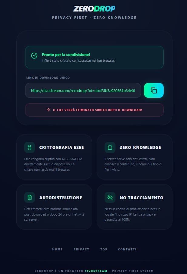 ZeroDrop condivisione