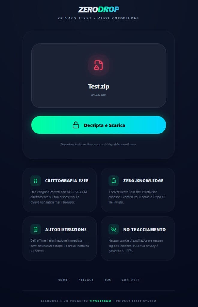 ZeroDrop scaricamento